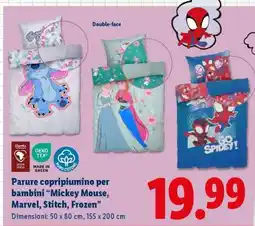 Lidl Parure copripiumino per bambini Mickey Mouse, Marvel, Stitch, Frozen offerta