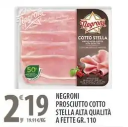 Sisa Negroni prosciutto cotto stella alta qualità a fette offerta