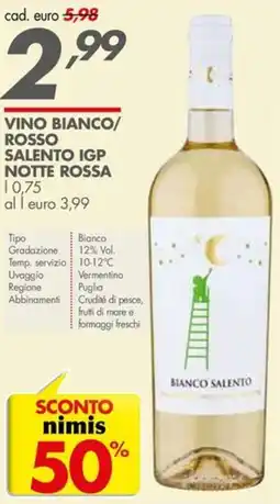 Italmark Vino bianco/ rosso salento igp NOTTE ROSSA offerta