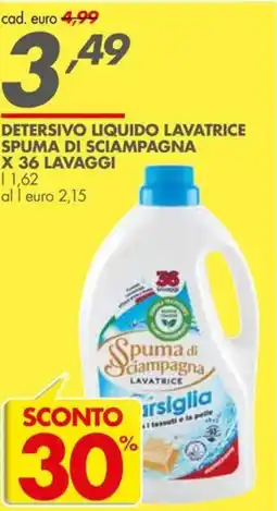 Italmark Detersivo liquido lavatrice SPUMA DI SCIAMPAGNA x 36 lavaggi offerta
