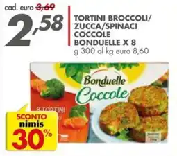 Italmark Tortini broccoli / zucca/spinaci COCCOLE BONDUELLE offerta