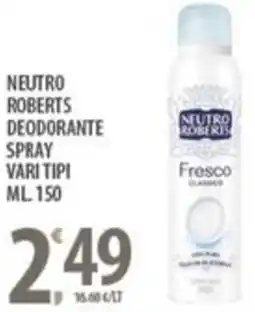 Sisa Neutro roberts deodorante spray vari tipi offerta