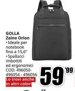 MediaWorld GOLLA Zaino Orion offerta