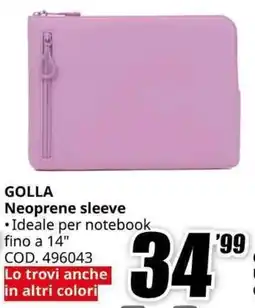 MediaWorld GOLLA Neoprene sleeve offerta