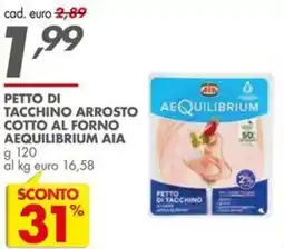 Italmark Petto di tacchino arrosto cotto al forno AEQUILIBRIUM AIA offerta