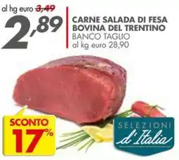Italmark Carne salada di fesa bovina del trentino banco taglio offerta