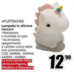MediaWorld MUITOMAS Lampada in silicone Unicorn offerta