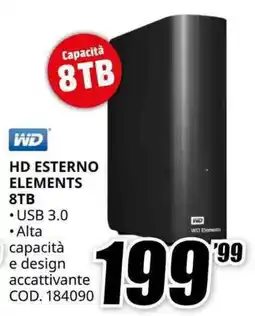 MediaWorld WD HD ESTERNO ELEMENTS 8TB offerta
