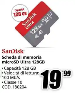 MediaWorld SanDisk Scheda di memoria microSD Ultra 128GB offerta
