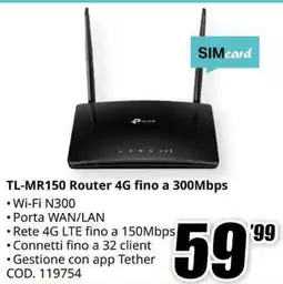 MediaWorld tp-link TL-MR150 Router 4G fino a 300Mbps offerta