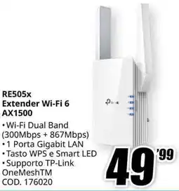 MediaWorld tp-link RE505x Extender Wi-Fi 6 AX1500 offerta