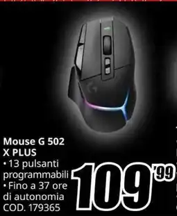 MediaWorld Logitech G Mouse G 502 X PLUS offerta