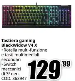 MediaWorld Tastiera gaming BlackWidow V4 X RAZER offerta