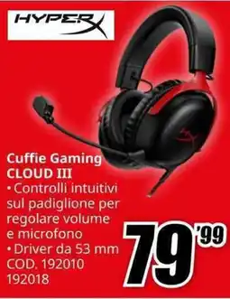 MediaWorld HYPER Cuffie Gaming CLOUD III offerta
