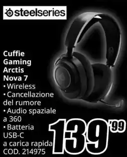 MediaWorld steelseries Cuffie Gaming Arctis Nova 7 offerta