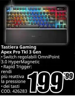 MediaWorld steelseries Tastiera Gaming Apex Pro Tkl 3 Gen offerta