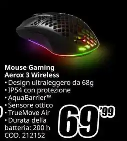MediaWorld steelseries Mouse Gaming Aerox 3 Wireless offerta