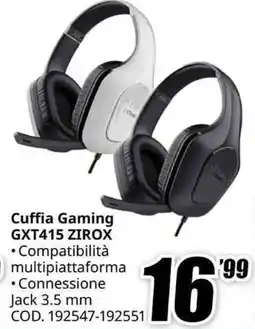 MediaWorld GXTRUST Cuffia Gaming GXT415 ZIROX offerta