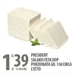 Sisa President salakis feta dop porzionata l'etto offerta