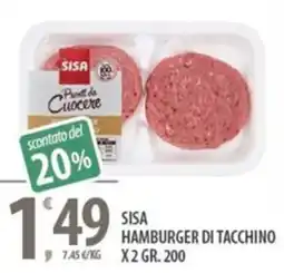 Sisa Sisa hamburger di tacchino x2 offerta