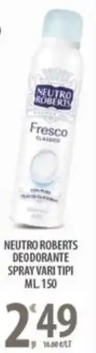 Sisa Neutro roberts deodorante spray vari tipi offerta