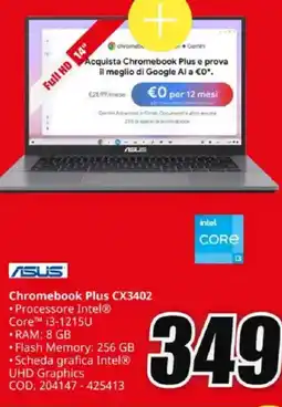 MediaWorld ASUS Chromebook Plus CX3402 offerta