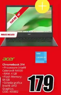 MediaWorld acer Chromebook 314 offerta