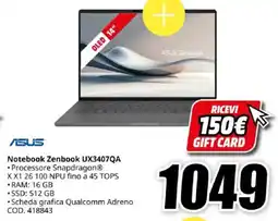 MediaWorld ASUS Notebook Zenbook UX3407QA offerta