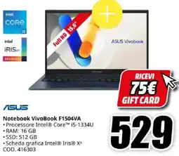 MediaWorld ASUS Vivobook Notebook VivoBook F1504VA offerta