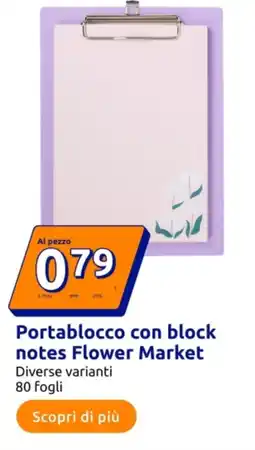Action Portablocco con block notes Flower Market offerta