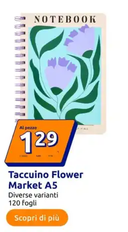 Action Taccuino Flower Market A5 offerta