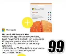 MediaWorld Microsoft365 Personal 12m offerta