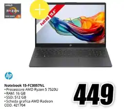 MediaWorld hp Notebook 15-FC0057NL offerta