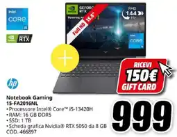 MediaWorld hp Notebook Gaming 15-FA2016NL offerta