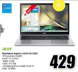 MediaWorld acer Notebook Aspire 3 A315-59-530X offerta