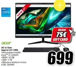MediaWorld acer All in One Aspire C27-1800 offerta
