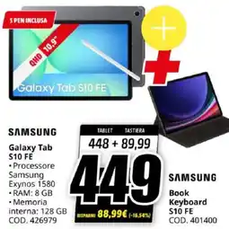 MediaWorld SAMSUNG Book Keyboard S10 FE offerta