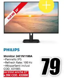 MediaWorld PHILIPS Monitor 24E1N1100A offerta