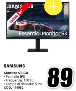 MediaWorld SAMSUNG Monitor S30GD offerta