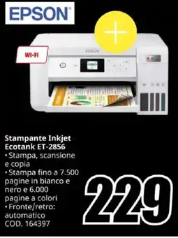 MediaWorld EPSON Stampante Inkjet Ecotank ET-2856 offerta