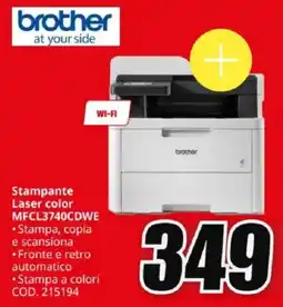 MediaWorld brother at your side Stampante Laser color MFCL3740CDWE offerta