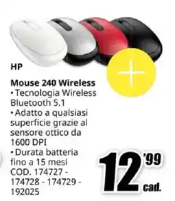MediaWorld HP Mouse 240 Wireless offerta