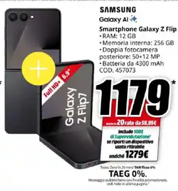 MediaWorld SAMSUNG Galaxy Al Smartphone Galaxy Z Flip offerta