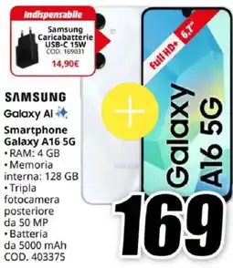 MediaWorld SAMSUNG Galaxy Al Smartphone Galaxy A16 5G offerta