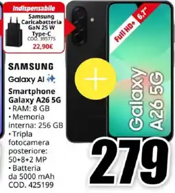 MediaWorld SAMSUNG Galaxy Al Smartphone Galaxy A26 5G offerta
