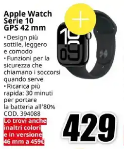 MediaWorld Apple Watch Série 10 GPS 42 mm offerta