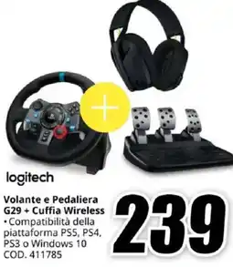 MediaWorld logitech Volante e Pedaliera G29 + Cuffia Wireless offerta
