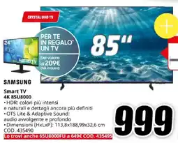 MediaWorld SAMSUNG Smart TV 4K 85U8000 offerta