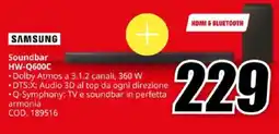 MediaWorld SAMSUNG Soundbar HW-Q600C offerta