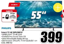 MediaWorld PHILIPS Smart TV 4K 55PUS8010 offerta